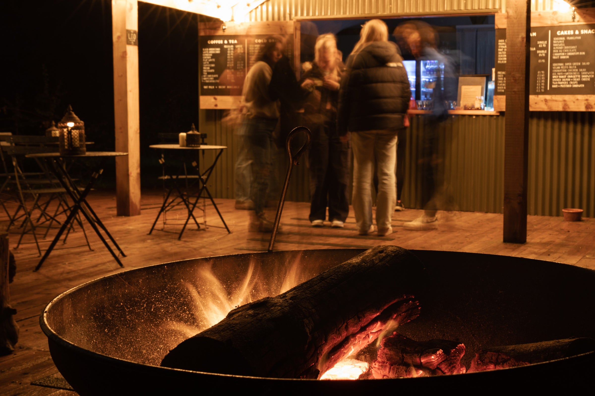 Firepit outside of the Cafe & Bar at Jolly Nice in the Cotswolds